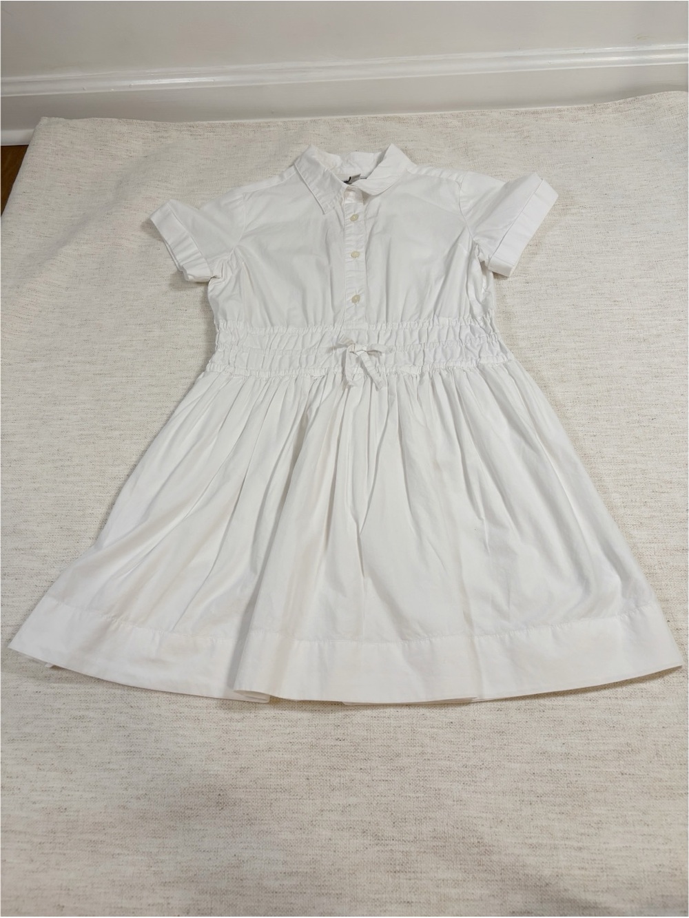 Crewcuts girl White‎ Smocked-Waist Short Sleeve Dress size 10